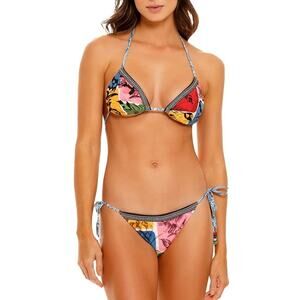 Agua Bendita Embroidered Beaded Bikini Set Size S Luxury Colombian Swim